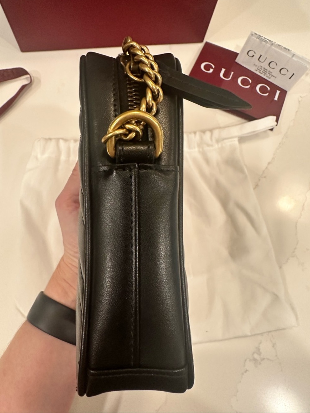 Gucci Black Mini Marmont Crossbody with Gold Hardware - Picture 6 of 9